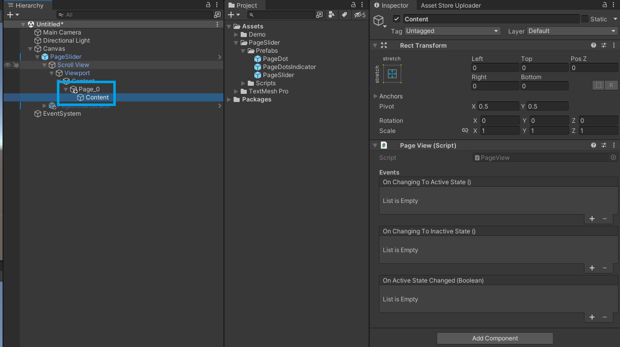 Expand the PageSlider hierarchy